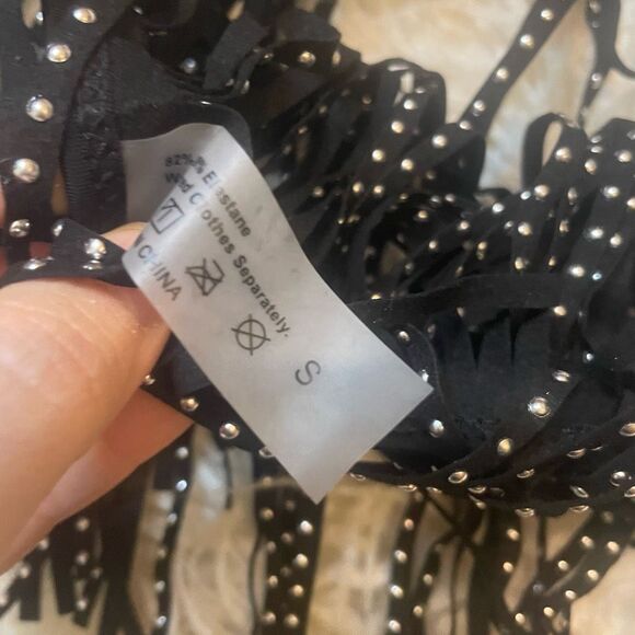 Leather Fringe Studded Skirt - Picture 2 of 4